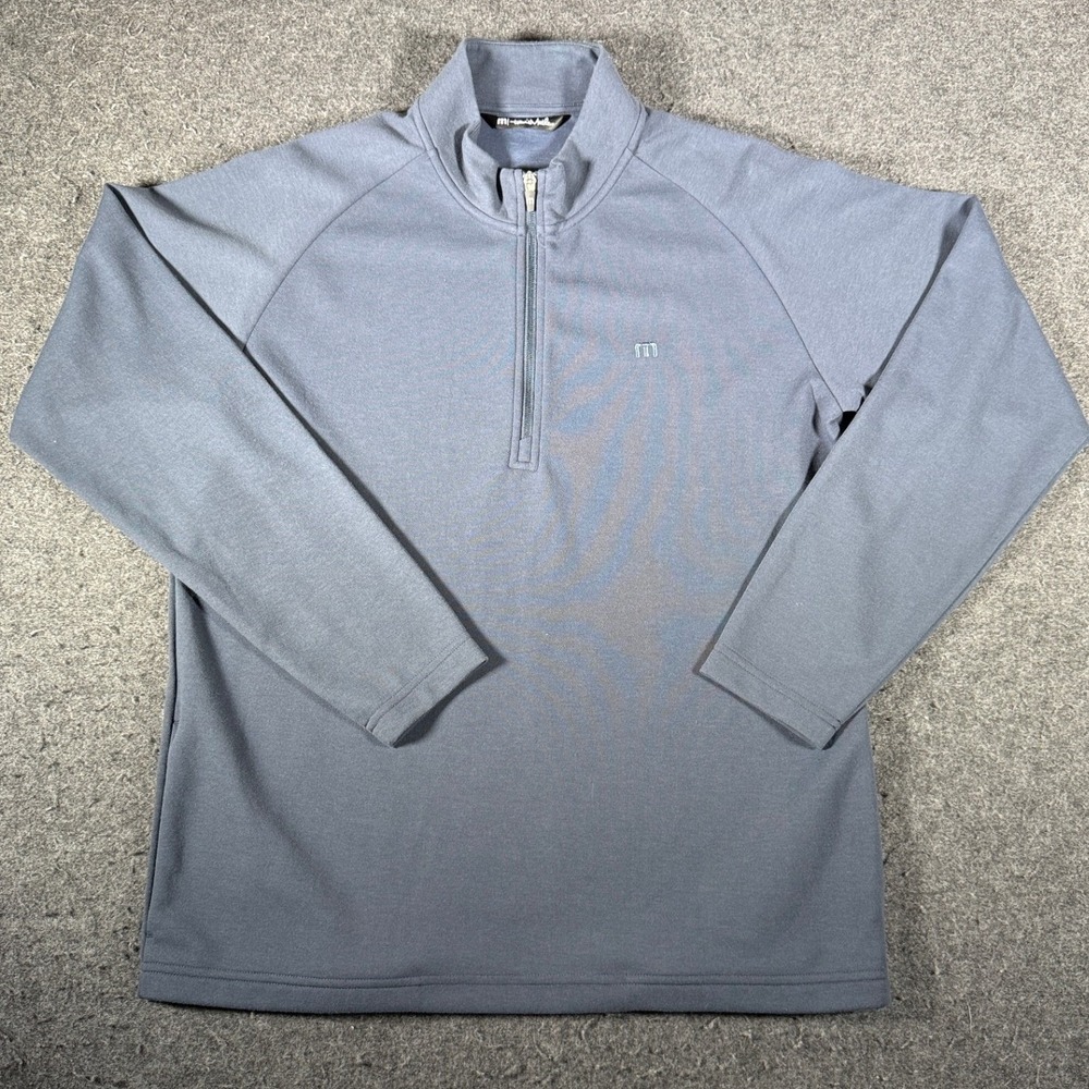 TravisMathew Mens Gray Quarter Zip Pullover Long Sleeve Golf Sweater Large 12506 - Picture 1 of 10